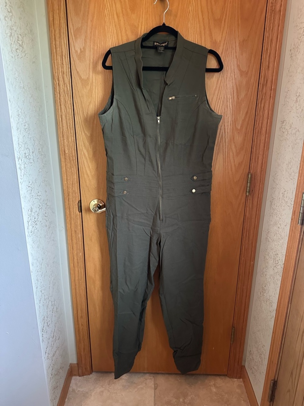 Sleeveless Utility Jumpsuit in Olive Green